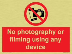 No photography or filming using any device
